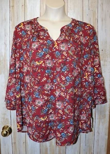 Womens Pretty Multi Floral NY Collection Long Sleeve Shirt Size 1X NWT NEW - Picture 1 of 2
