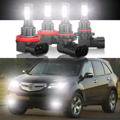 For 2007-2013 Acura MDX -4X LED DRL Daytime Running Light + Fog bulb 6000K White - Image 1 of 4