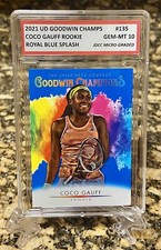 COCO GAUFF 2021 UD GOODWIN CHAMPIONS BLUE SPLASH GEM-MINT 10 ROOKIE CARD #135!