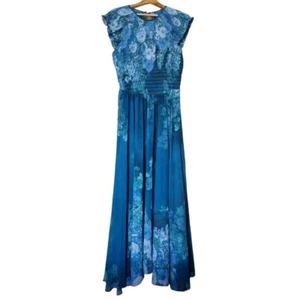 free people floral maxi chiffon dress part lined.Sz large but fits smaller bnwt - Picture 1 of 12