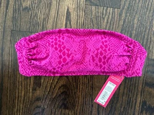 NUEVO CON ETIQUETAS TOP BIKINI BANDEAU BANDEAU ESTAMPADO PIEL DE SERPIENTE FUCSIA XS 00 - Imagen 1 de 3