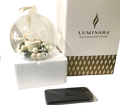 Luminara Round Ornament Flameless Tea Light with White Berrys - Image 1 of 4