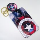Comic Captain America Sheild Key Chain ID Badge Holder with Extendable Cord