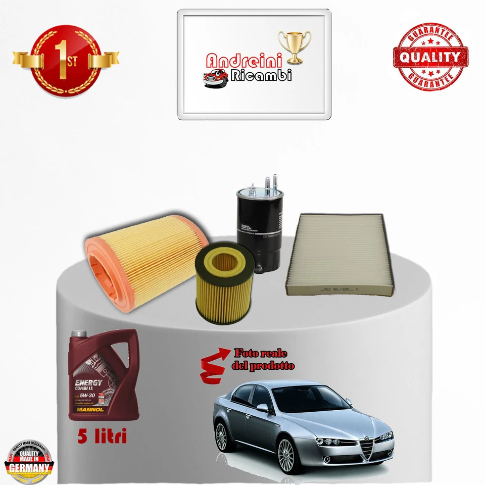 KIT TAGLIANDO FILTRI + OLIO ALFA ROMEO 159 1.9 JTDM 16V 110KW 150CV DAL 2005 ->