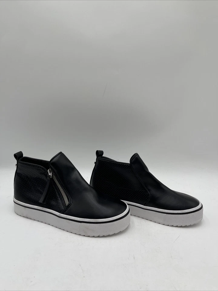 Steve Madden JGATE черный кожаный стороне молнии высоты верхний кроссовок детский размер 2 М - Изображение 1 из 4