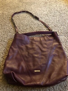 Rebecca Minkoff Handbag Burgundy Red Leather Gold Hardware Pockets 16.5" W x 15" - Picture 1 of 16