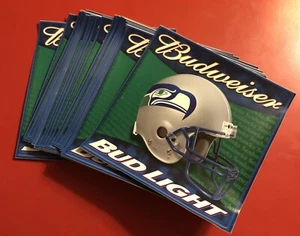 40ct 2001 Budweiser Seattle Seahawks Helmet 5” x 5” ADHESIVE STICKERS - Picture 1 of 3