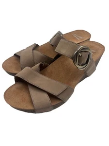 Dansko Susie Damen-Sandalen 38 US 7,5 beige gefrästes Nubukleder Kork Keilabsatz - Bild 1 von 10