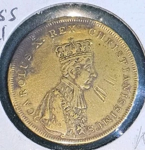 King Charles "Carolus X Rex Christianissimus" Gaming Counter Token 26.7mm VF - Picture 1 of 4