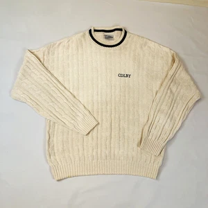 Vintage Colby College Collection by Genus Crewneck Cable Knit Sweater Mens Large - Picture 1 of 7