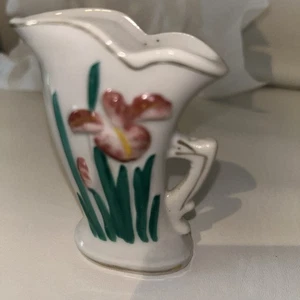Jarrón floral de cerámica vintage miniatura pintado a mano rosa malva flor 4" JAPÓN - Imagen 1 de 3
