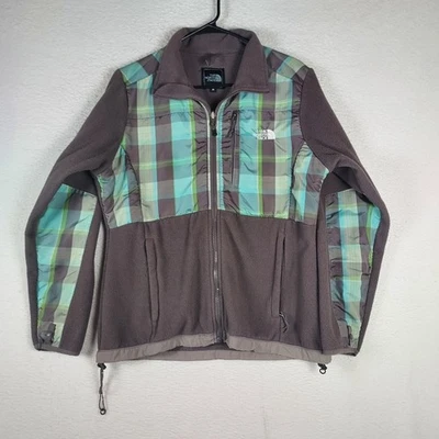 Chaqueta para mujer The North Face mediana a cuadros suave polar cremallera completa senderismo al aire libre Foto 1 de 4