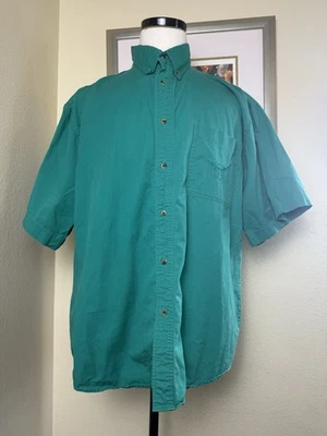 Vintage Bugle Boy Short Sleeve Button-Down Shirt w/ Crest | Green | Mens Size XL - Image 1 of 4