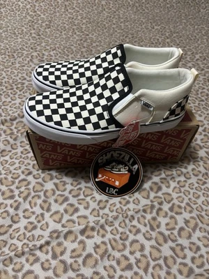 Zapatos de skate Vans Asher Checkers negros/naturales sin cordones para niños - para hombre 5 para mujer 6,5 Foto 1 de 4
