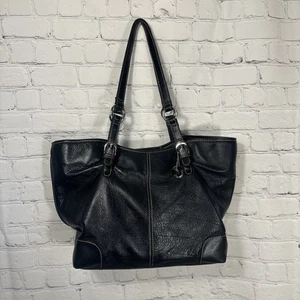 The Sak Y2K schwarze Leder Hobo Schultertasche Handtasche Vintage mit Anhänger - Bild 1 von 20