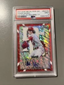 Chase Shore 2021 Leaf Perfect Game Auto Autograph 1/1 PSA 9 Red Marble - Picture 1 of 5