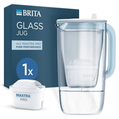 BRITA Glass Water Filter Jug Light Blue 2.5L Including 1x MAXTRA PRO Cartridge - Image 1 of 4