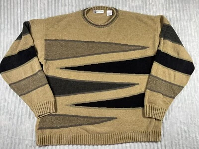Bachrach Sweater Men's L Textured Coogi Style Multicolor in  Brown Vintage Cosby - Image 1 of 4