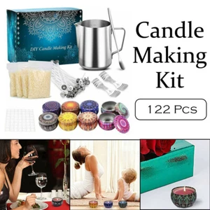 122Pcs Candles Making Kit Craft Tool Set DIY Soap Pouring Melting Pot Wicks Wax - Picture 1 of 10