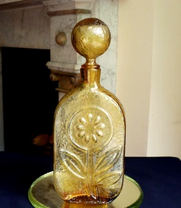 Empoli Italy Amber glass Geni Bottle Mid Century Wayne Husted - Picture 1 of 11