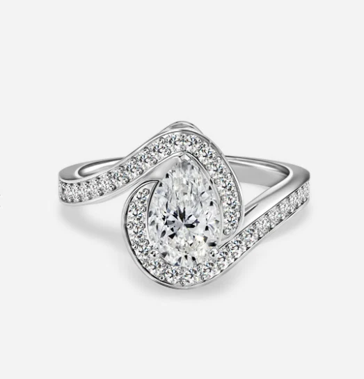 14K White Gold IGI GIA Certified Lab Grown Diamond Wedding Ring 1.35 Ct Pear Cut - Image 1 of 4