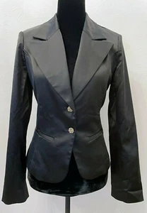 Chaqueta de noche vintage Cache para mujer con botones de estrás talla 6 negra satinada elástica - Imagen 1 de 12