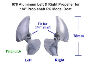478 678 Aluminum Propeller Left / Right for 1/4" Prop shaft RC Model Boat - Picture 1 of 8