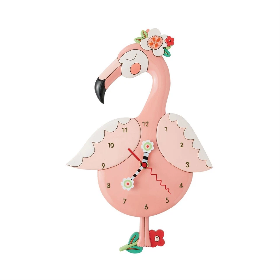 Allen Designs 6016853 Pinky The Flamingo Pendulum Wall Clock 11.61" - Image 1 of 1