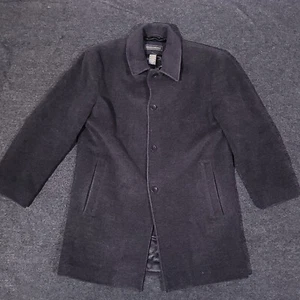 Banana Republic Wool Cashmere Jacket Mens Small Black Pea Coat Overcoat - Picture 1 of 17