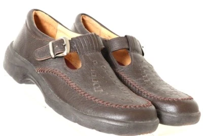 Zapatos planos Supremes suaves de cuero marrón tejido sin usar, en caja, correa en T para mujer EE. UU. 9,5 N Foto 1 de 4