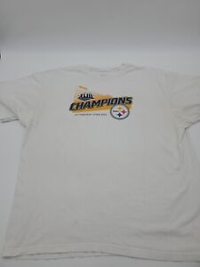 Super Bowl 2008 Shirt Pittsburgh Steelers XL Reebok Mens White Football ..T148