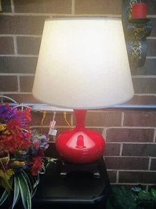 *RARE* RED TEARDROP TABLE LAMPS -SINGLE OR PAIR -(ONLY, NO SHADES) ROBERT ABBEY - Picture 1 of 4