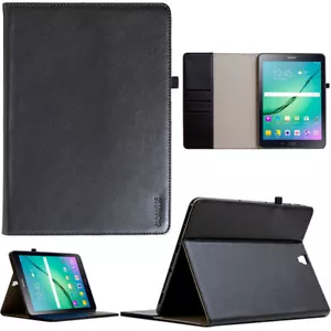 Leder Schutzhülle f. Samsung Tab S2 9,7" Tablet Tasche Cover Case schwarz +Folie - Bild 1 von 12