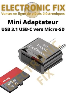 Adaptateur USB 3.1 USBC vers Micro-SD Lecteur de Carte mémoire pour Galaxy, PC - Photo 1/13