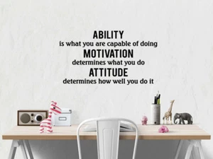 Motivational "Ability, Motivation, Attitude" Wall Sticker, Adhesive, Vinyl, Art - Picture 1 of 4