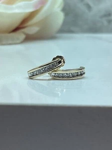 Half Hoop Post Style Diamond Earrings in 14k Yellow Gold .25CT 9.90MM 2.2 Grams - Picture 1 of 6