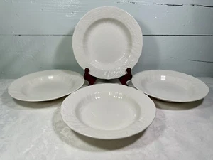 (4) Mikasa RENAISSANCE WHITE D4900 Wide Embossed Rim Porcelain Soup Bowls Japan - Picture 1 of 8