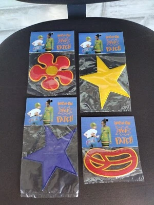 VINTAGE HIPPIE Iron On 4 PATCH Lot  FABRIC DECAL 1991 Pop Peace Flower Power - Image 1 of 4