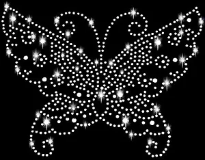 XXL STRASSSTEINE SCHMETTERLING BÜGELBILD HOTFIX APPLIKATION STRASS BUTTERFLY - Bild 1 von 2