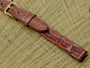 NOS Vintage Unused Accutron Brown Lizard Watch Band w Gold Tone Buckle 8mm - Picture 1 of 4