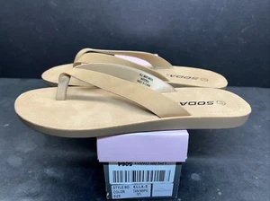 Soda Shoes Women Size 11 Flip Flops Basic Sandals Strap Casual Beach Tan ELLA-S - Picture 1 of 6