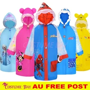 Kids Disney Raincoat Rain Jacket Waterproof Backpack Cover Minnie Pooh Bear Elsa - Picture 1 of 14