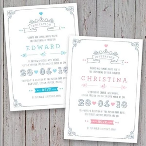 Personalised Christening Invitations Baptism Birthday invites boy girl - Picture 1 of 3