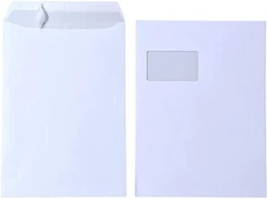 25 Bolsas de Envio C4 A4 Blanco con Ventana Cintas para Tirar Sobres - Imagen 1 de 4
