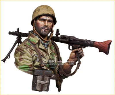 Miniaturas Jóvenes, Paracaidista Alemán con MG34, Kit Busto 1/10, Nuevo en Caja, Kit YM1892 Foto 1 de 4