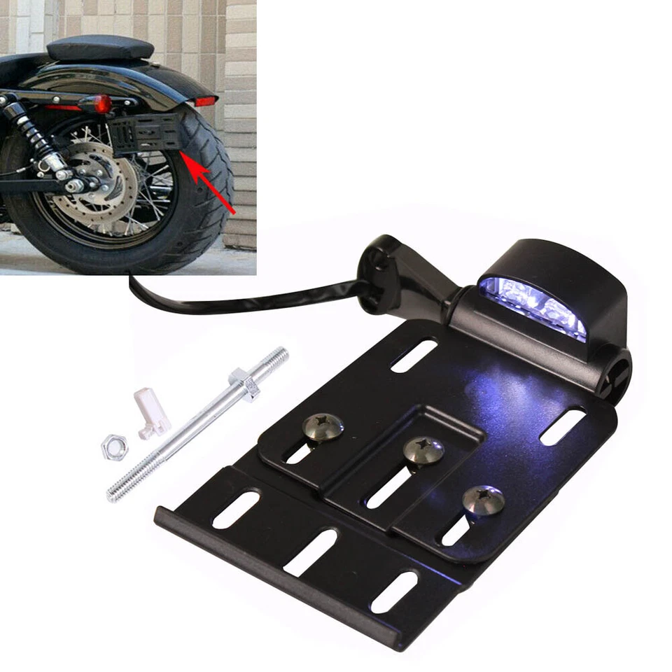LED Side Mount License Plate Bracket For 2004-2016 Harley Sportster XL 883 1200 Foto 1 de 4