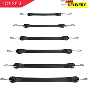 Multiple Size Rubber Bungee Cords with Hooks, Black Tie Down Straps, Heavy Du.. - Picture 1 of 7