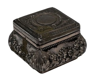 Antigua píldora alemana FOEHR 800 pura plata esterlina maciza/mini caja de almacenamiento! Foto 1 de 4