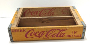Coke Coca Cola Bottle Crate Wood Red on Yellow Heavy Duty 1966 Chattanooga