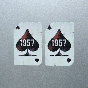 2x Small 1957 Year Dated Ace of Spades Card Vinyl Sticker Decals 40x60mm Each - Bild 1 von 1
